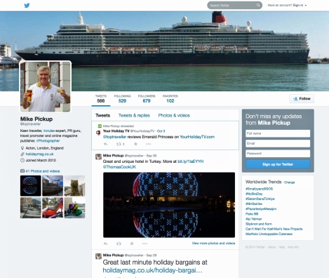 Toptraveller Twitter page cruise expert